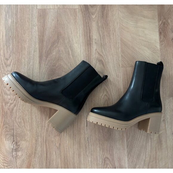 NWT Ba&Sh Clare Chelsea Ankle block heel designer luxury platform leather boots - Picture 9 of 10
